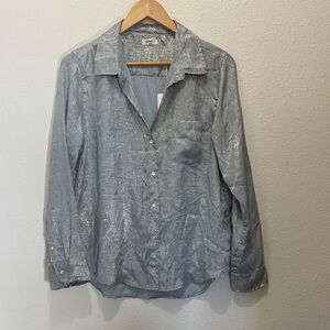 Dylan Silver Button Down Shirt, Size S